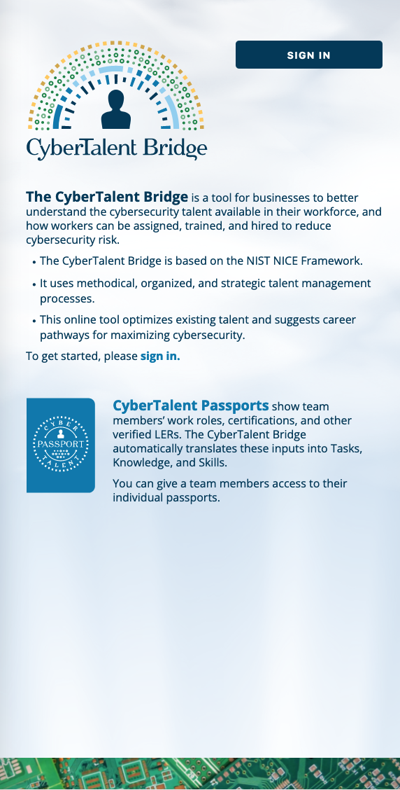 CyberTalent Bridge home page